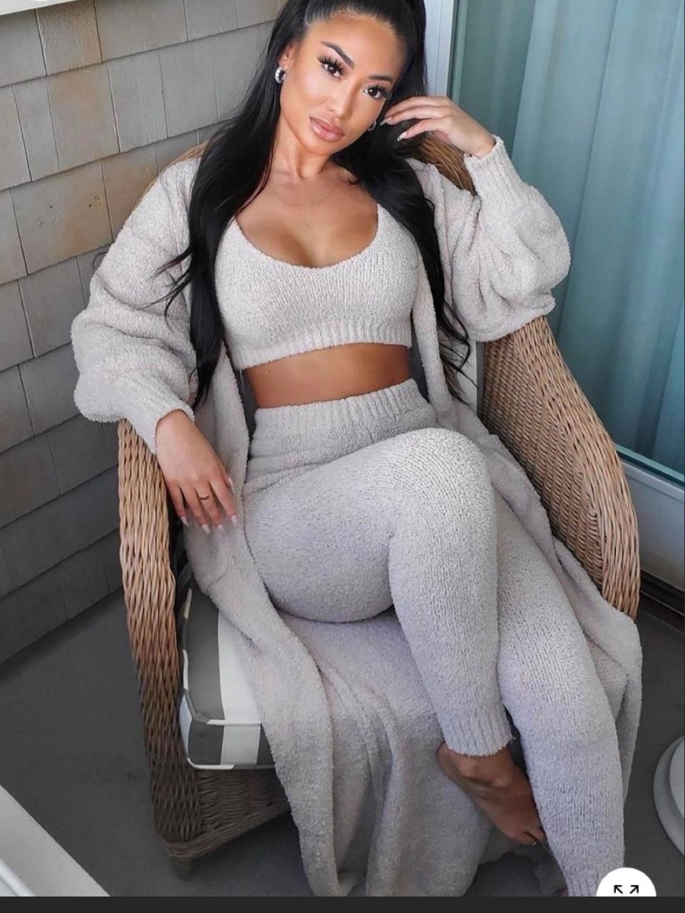 Fashion Brand Company Cozy Knit 3-Piece Loungewear Set - Cream